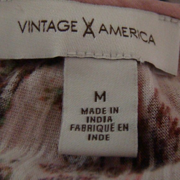 VINTAGE AMERICA Embroidered Pink & Plum Floral Peasant Top Women's Medium - Picture 11 of 14